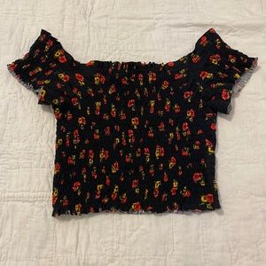 FLORAL CROPPED OFF THE SHOULDER SHIRT!